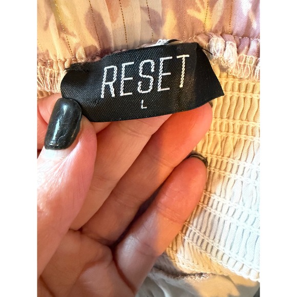 Reset Skirt Women Large Purple Kailee Rose Floral Smocked Tiered Mini Boho - Picture 6 of 7